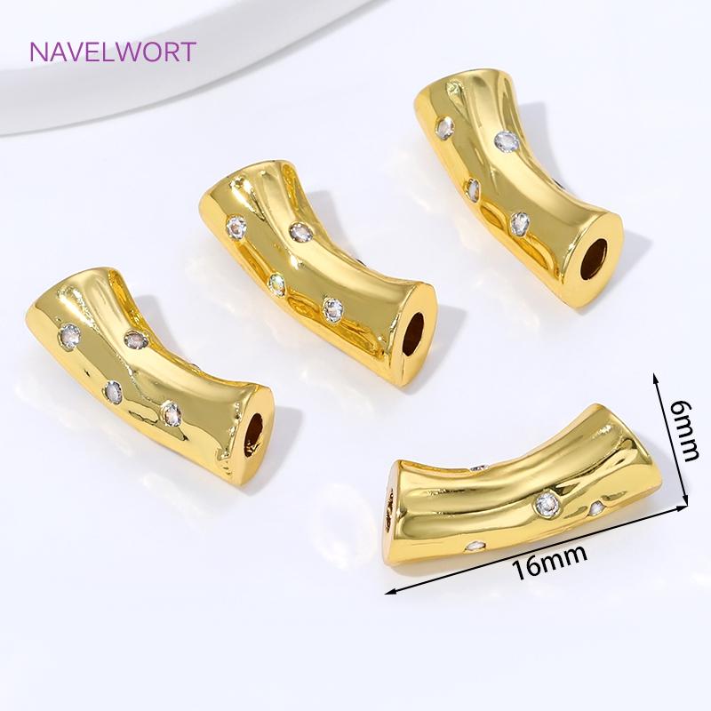 1/3/5Pcs 18K Gold Plated Spacer Beads For Jewelry,Brass Decorative Beads,Separators For Beads,DIY Jewelry Making Accessories