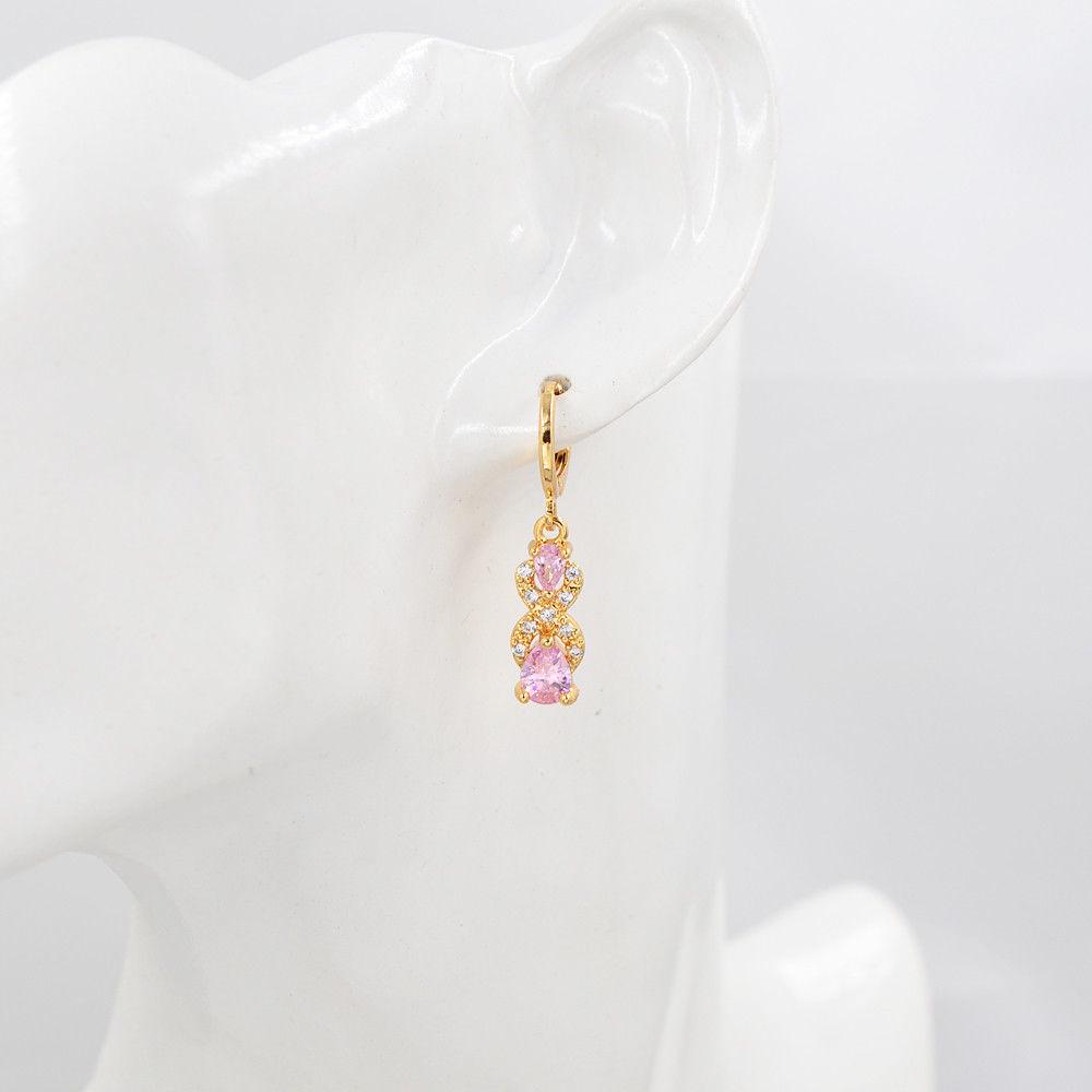 Kreatywne kolczyki z diamentami w kształcie kropli wody i gruszki, z wielokolorowymi kamieniami szlachetnymi, pozłacane 18-karatowym złotem