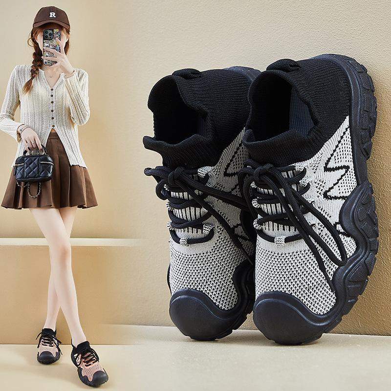 Atmungsaktive Mesh-Sneaker für Damen, klobige Plateau-Laufschuhe, Schnürschuhe, Slip-On-Wanderschuhe, bequeme Sportschuhe für Damen für Tennissport