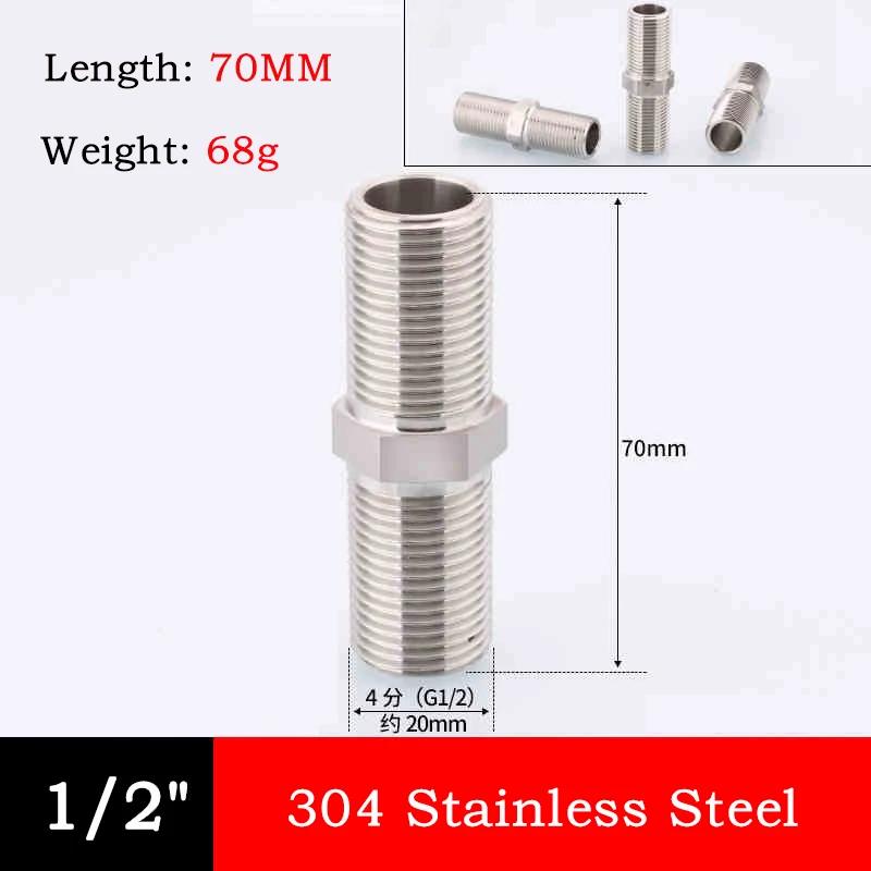 10pc 304 Stainless Steel Hexagonal Outer Wire Double Headed Straight Through Coupling Threaded Pipe Male Thread Hex Nipple Union