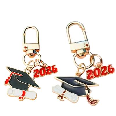 2026 Graduate Souvenir Keychain Coated Alloy Cap Diploma Ornament For Academic