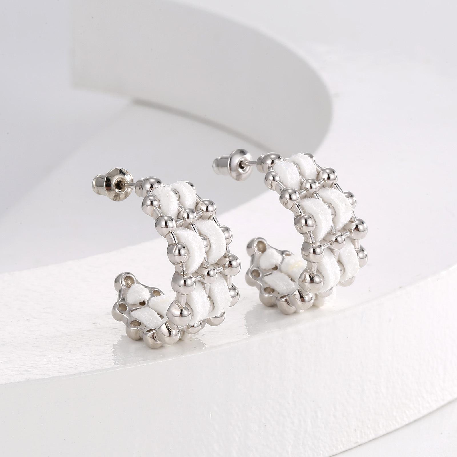 

925 silver needle retro temperament metal sense woven earrings women s niche port design sense handmade stud earrings earrings factory