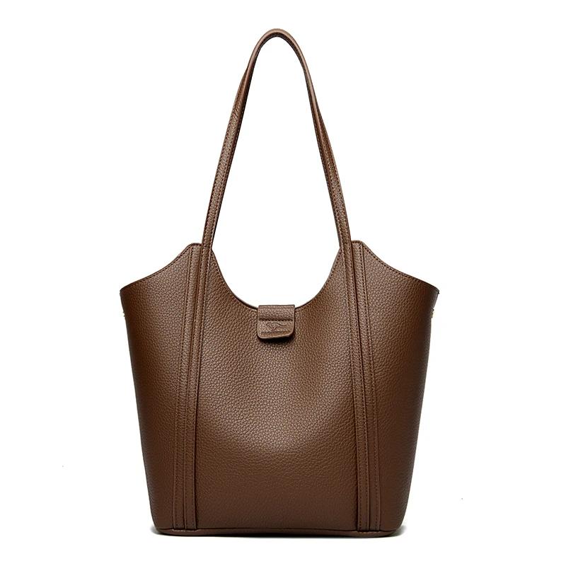 Elegant Women's Handbag Quality Leather Top-Handle Bag Ladies Solid Color Shoulder Crossbody Bag Casual Tote Purse Messenger Sac