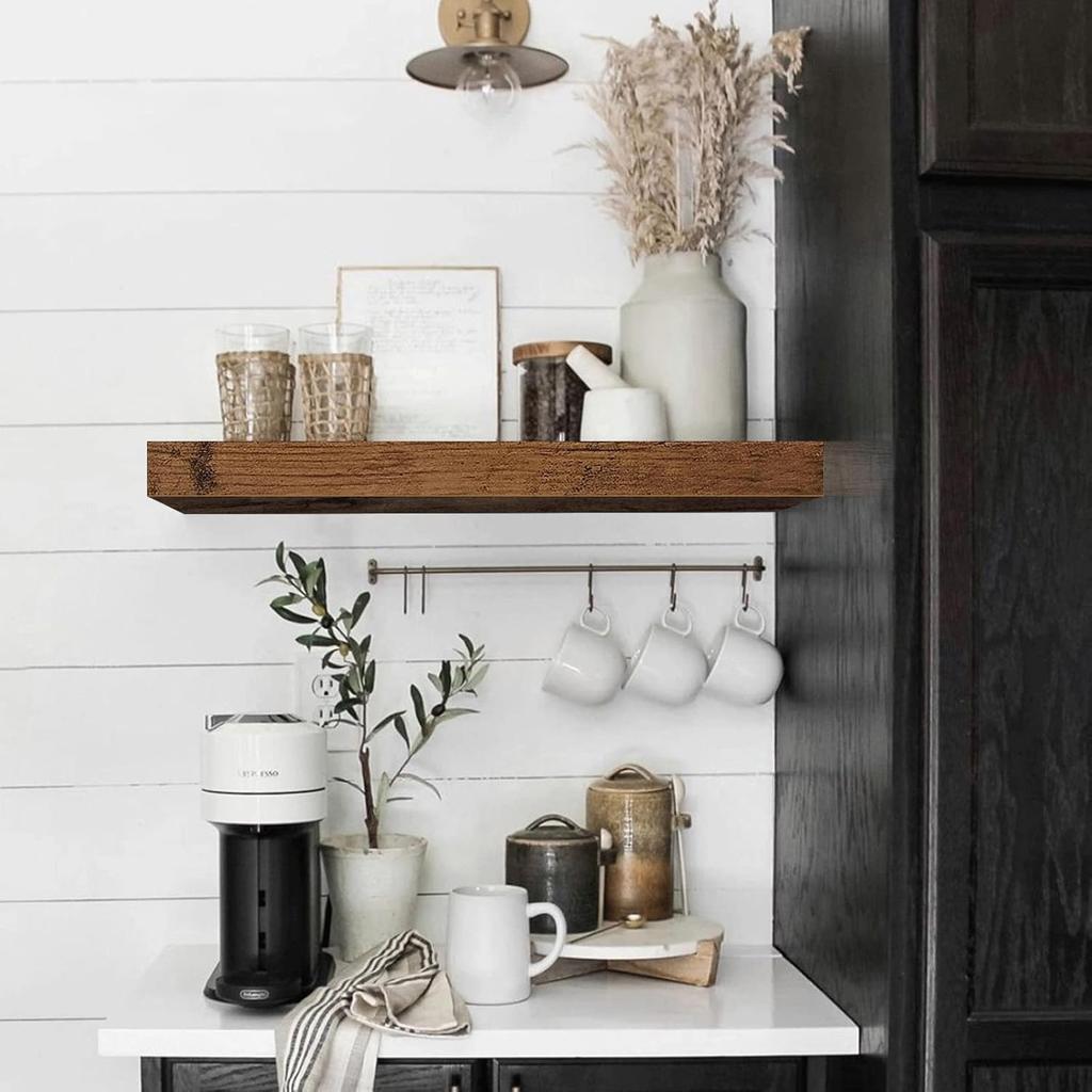 Solid Wood Wall Shelf for Living Room Dining Room TV Wall Storage Shelf Book Shelf Hanger
