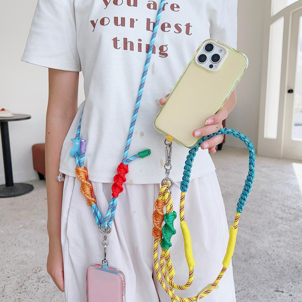 High-End Creative Hand-Woven Mobile Phone Universal Lanyard, Crossbody Long Rope, Seven-Color Shoulder Strap Anti-Loss Lanyard
