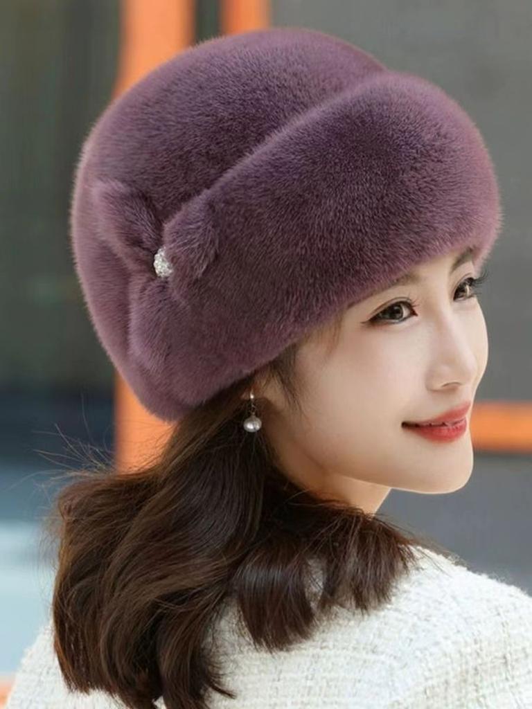 Chapeau femme hiver mode imitation vison cheveux mère chapeau entier vison imitation fourrure couvre-chef chaud béret marée
