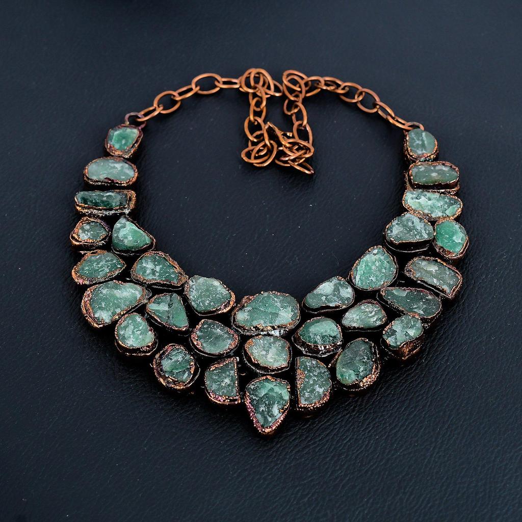 Aquamarine Handmade Latest Design Jewelry Necklace, Copper Electroformed Gemstone Necklace, Gift For Mother