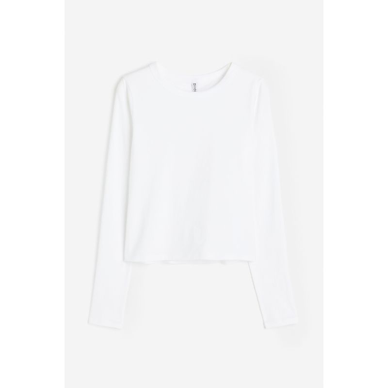 

HM Women s T-shirt Autumn Soft Plaid Slim Fit round Neck Long Sleeves Women s Short Jacket 1158565