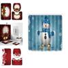 4pcs Christmas Shower Curtain And Toilet Cushion Set Cover Mat For Festive Bathroom Decor