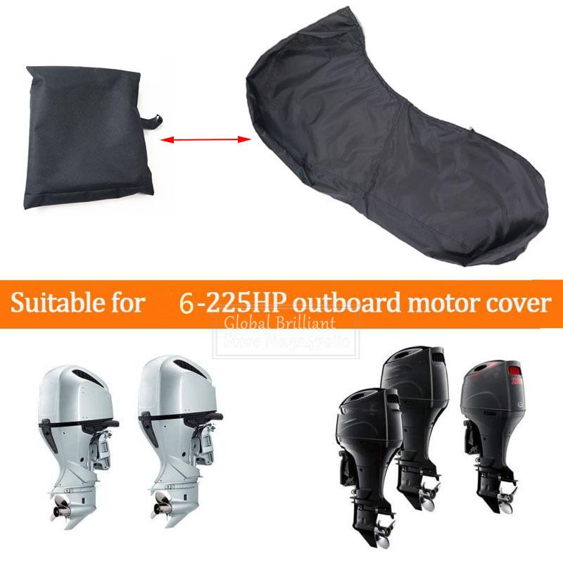 600D Boat Full Outboard Engine Motor Cover Protection Black For 6-225HP Motor Waterproof Anti-scratch Sunsh ade Dust-proof