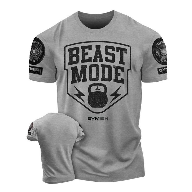 

Summer European and American men s gym muscle training letter print soft and breathable round neck T-shirt outdoor casual top S