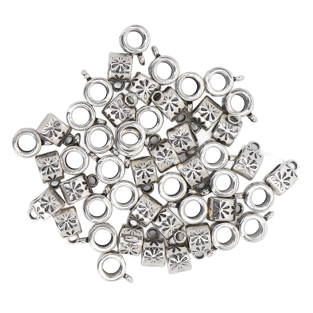 50Pcs Beard Beads Antique Silver Metal Finish Moderate Size Exquisite Dreadlocks Beads for Beard Hair Decorations