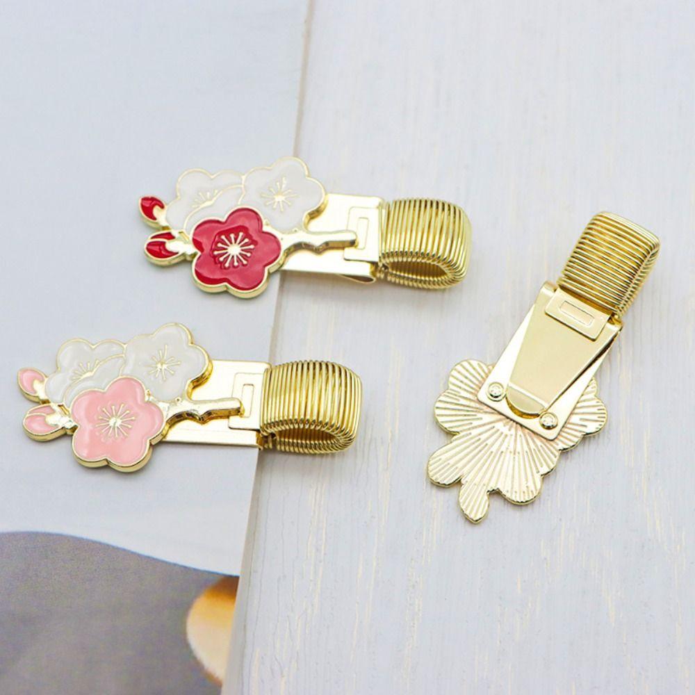 Cherry Blossom Spring Pen Clips Metal Paper Fix Clip Portable Bookmark Pen Accessories