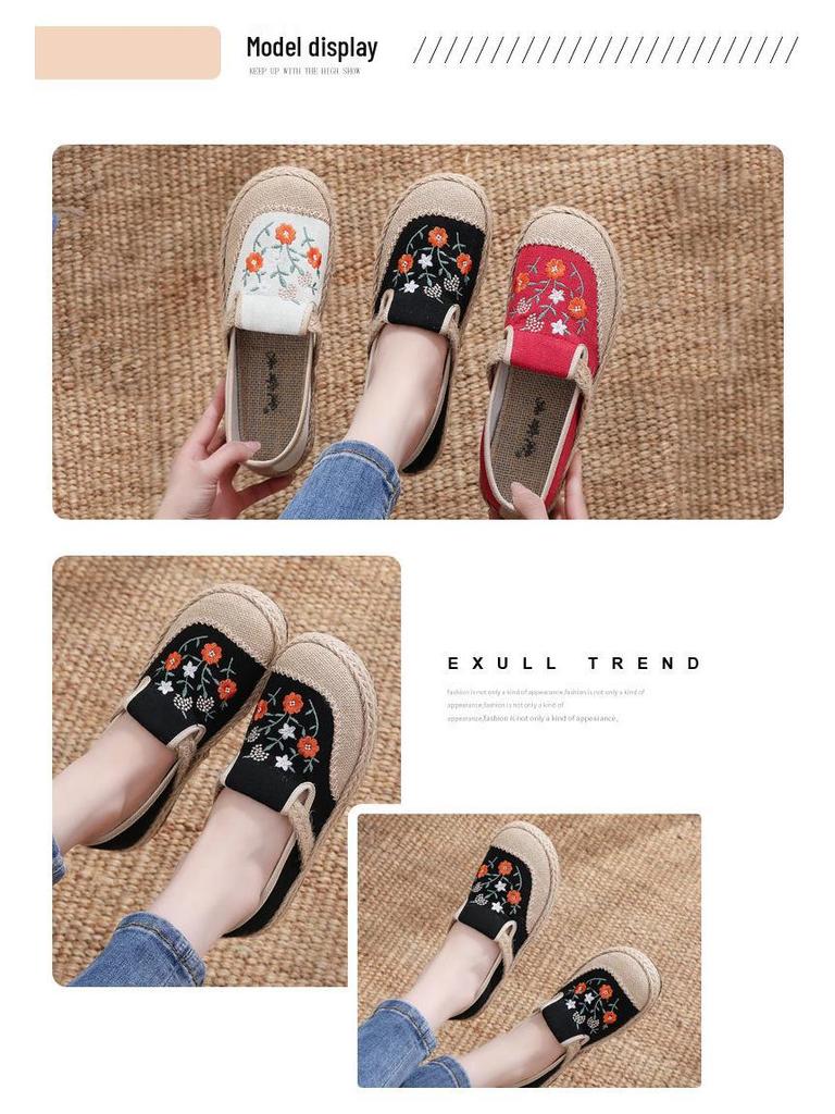 Spring Women's Ethnic Style Slip-on Espadrilles – Comfortable Old Beijing Cloth Shoes