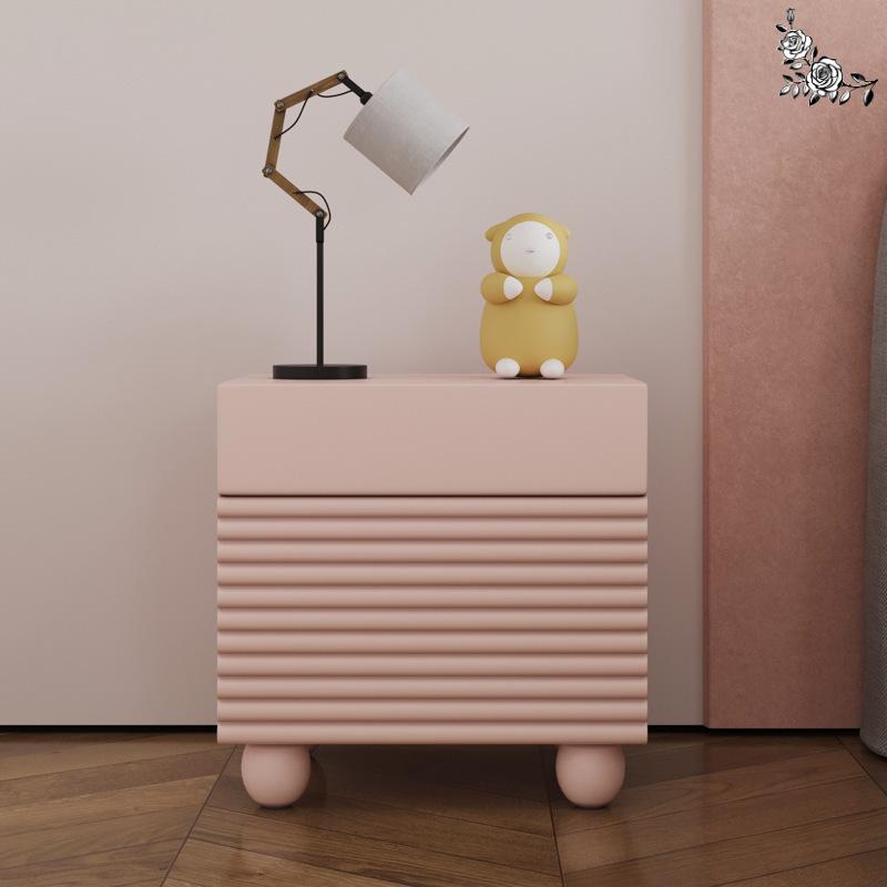Bedside Table Nordic Style Ins Modern Light Luxury Paint Bedside Storage Cabinet Princess Pink Bedroom Bedside Cabinet