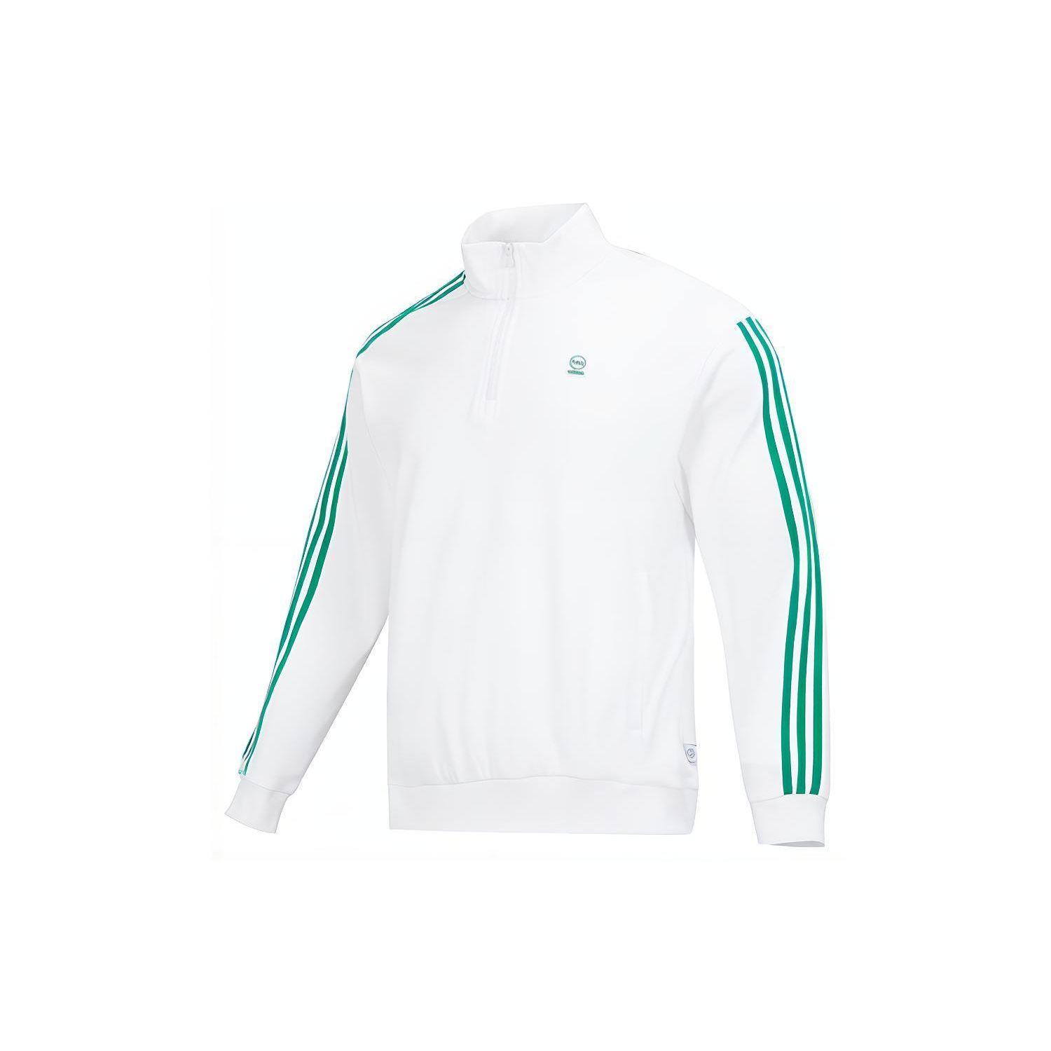 adidas Performance Men s White Green Half-Zip Pullover Sweatshirt IK5432 XXL