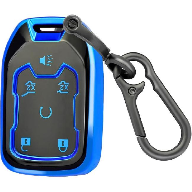 For GMC Key Fob Cover With Keychain, Key Case Shell TPU Full Protection Compatible With GMC Chevy Silverado Suburban Tahoe Acadia Terrain Yukon