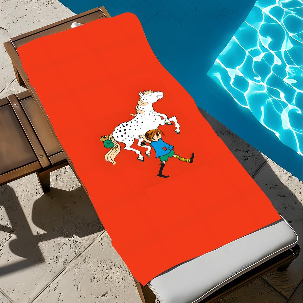 Cartoon Pippi Longstocking Towel Towel Soft Pool Gift For Travel Gym Shower Cool Camping Quick Dry Sports Large Beach Towel