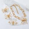 Exaggerated Gold Alloy Spider Pendant Necklace, Ring, Brooch, and Earrings Set