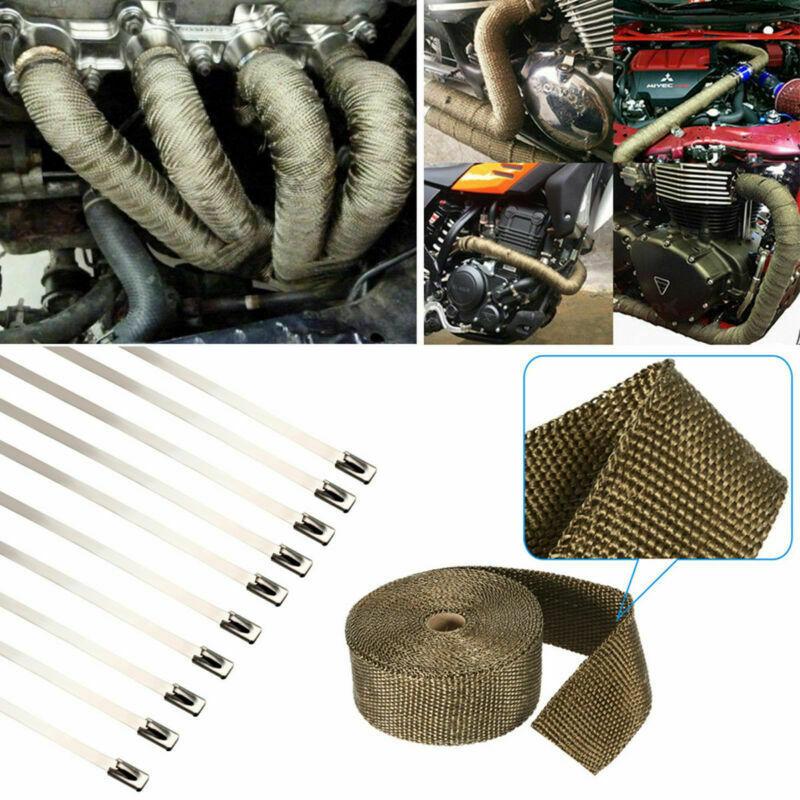 10M Motorcycle Exhaust Systems Accessories Titanium Heat Exhaust Ulating Downpipe Manifold RAP WRAP 10 Ties 30CM