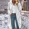 Cappotto da Donna Lunghezza Media in Peluche Double Face con Cappuccio Colore Solido con Tasche