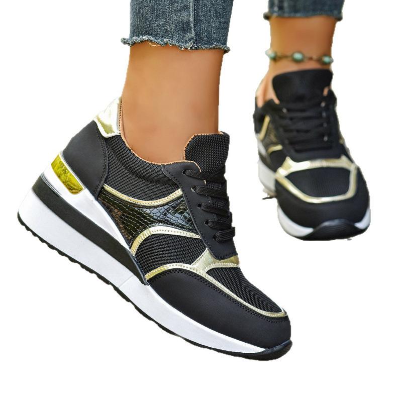 Large size casual sports shoes, new European and American platform-soled front lace-up sports shoes