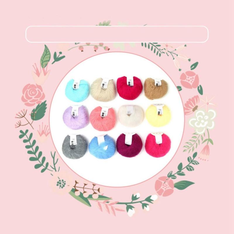 Popular Soft Mohair Pashm Knit Angora Long Wool Yarn (12 Colors A Set)