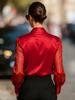 Women's Autumn Solid Color Satin Long Sleeve Shirt