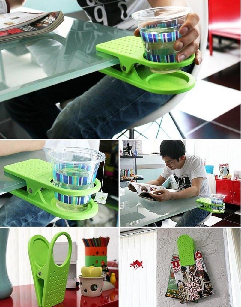 Creative Tableside Cup Holder Clip Clamp Universal Multifunctional Coffee Mug Drink Holder Desktop Tea Accessories Office Desk