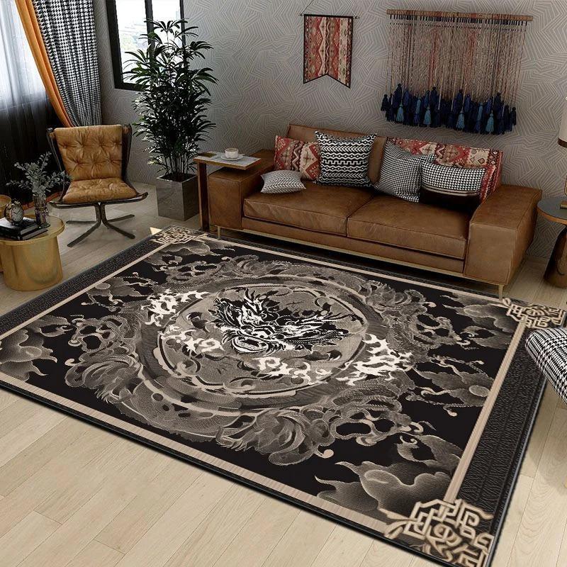 Dragon Pattern Luxury Carpet Anti -slip Mechanical Washable Rugs for Living Room Area Rug Door Mat Bedroom Decor Birthday Gift