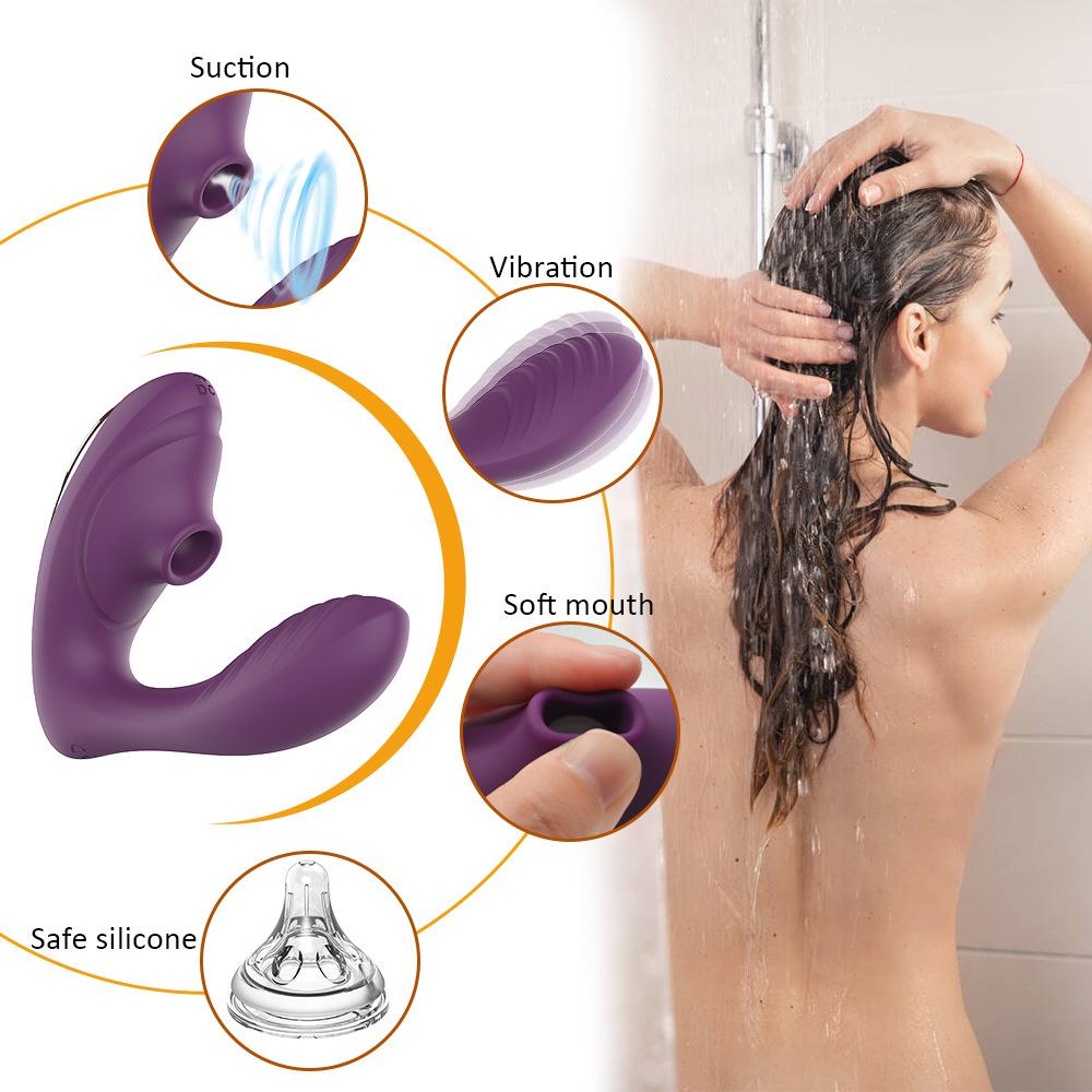 Suction Vibrator for Women Waterproof Strong Vibration Sex Toy Silicone Adult Toy Button Control Purple Pink