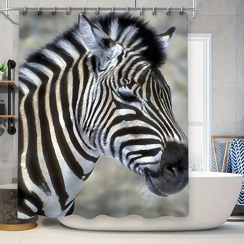 

Animal Print Shower Curtain Zebra Pattern Decor For Bathroom Waterproof Fabric Home Decor Accessories W60H190(CM)-1 Pcs