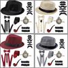 European & American Men's Retro Top Hat with Pocket Watch & Bow Tie Dance Set