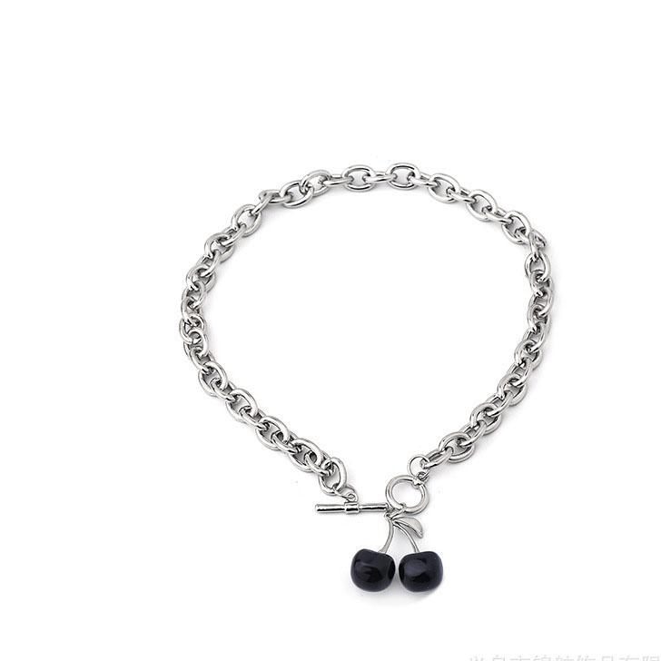 Black Cherry Necklace Female Tide Ins Hip-hop Titanium Clavicle Chain Cold Wind Accessories Choker