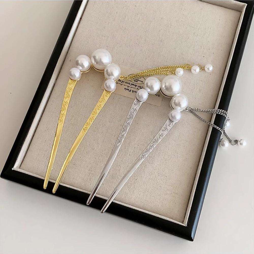 1 шт. Нежная модная ретро темпераментная жемчужная U-образная заколка для волос, заколка для волос в форме таблетки, заколка для волос, головной убор, оптом