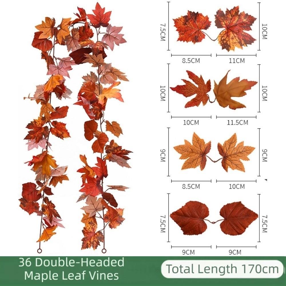 1.7m Red Autumn Maple Leaves Creative Fake Autumn Vines Artificial Maple Garland  Halloween Decor