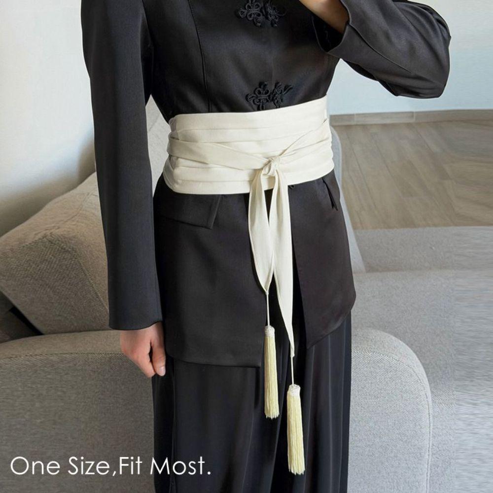 Black Color Wide Wrap Belt Soft Fabric Obi Belt New Waist Sash Belt  Women