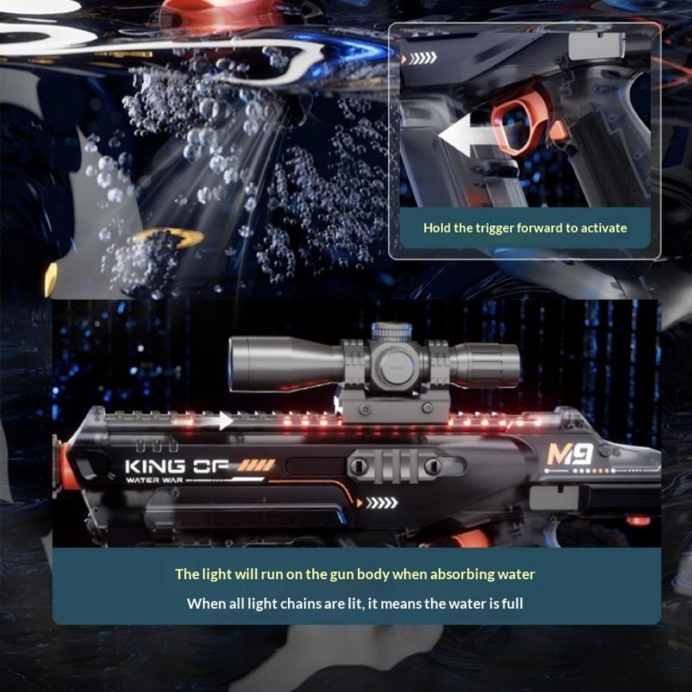 Electric M9 Water Gun Toy with Drum Magazine, Rechargeable Automatic Water Blaster Summer Pool Beach Outdoor Shooting Game Toy