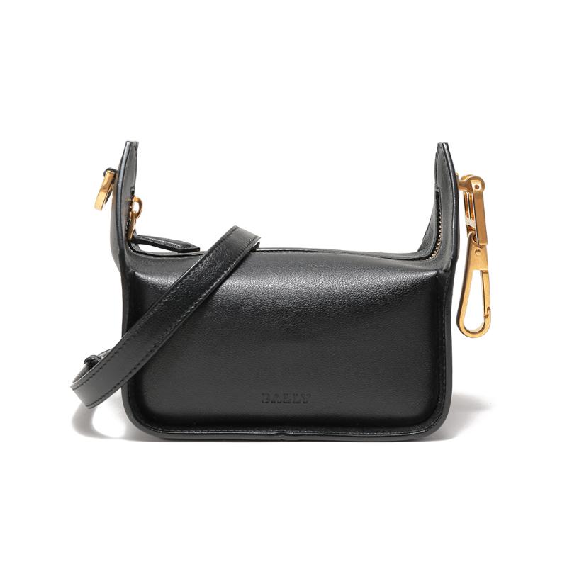 

New BALLY Cow Leather Pillow Bag Crossbody Bag Shoulder Bag Women s Black 6303098 15.0*8.1*8.9CM