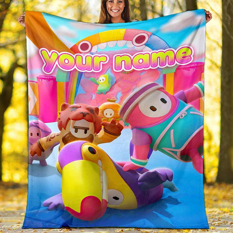 Customiz Name Personality Game Fall Guys Blanket Soft&Warm Office Bed Travel Lunch Break Blanket,Gift All Seasons