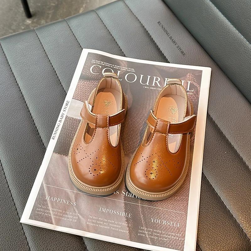 

Princess Girls Shoes Kids PU Leather Shoes for Girl Spring Children Casual Low Heels T-tied Shoes Wedding Birthday Shows I11135 21 коричневый