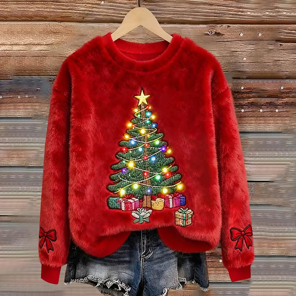 Women's Fashion Casual Round Neck Long Sleeve Top Printed Pullover Sweatshirt