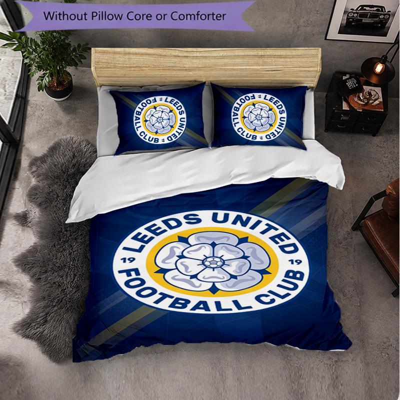 Biancheria da letto a tema Leeds United Set 3 Pezzi Copripiumino Biancheria da letto Decorativa Per Camera Adolescenti Decorazione Casa