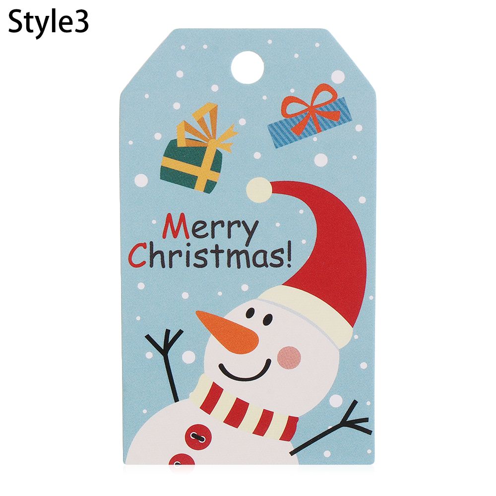 50PCS Christmas Paper Gift Label Tag with 10m Rope Santa Claus Snowflake Xmas Gift Candy Packaging Label Kraft Paper Tags