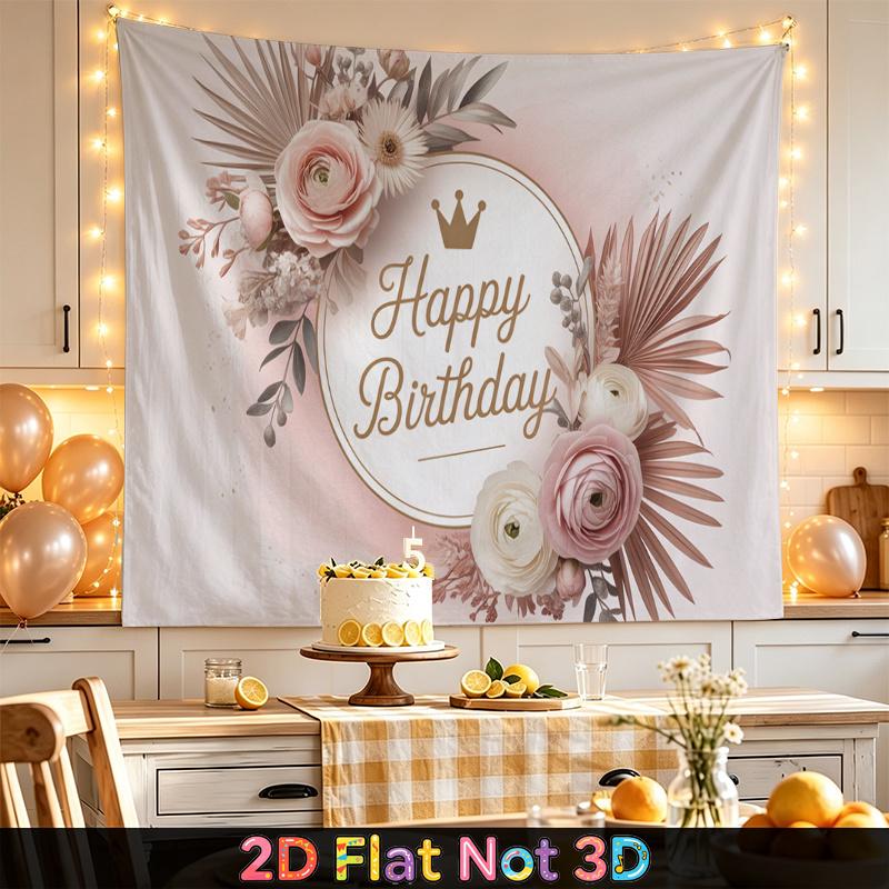 Party Backdrop Birthday Floral Pink Photo Booth Background Front Door Decor