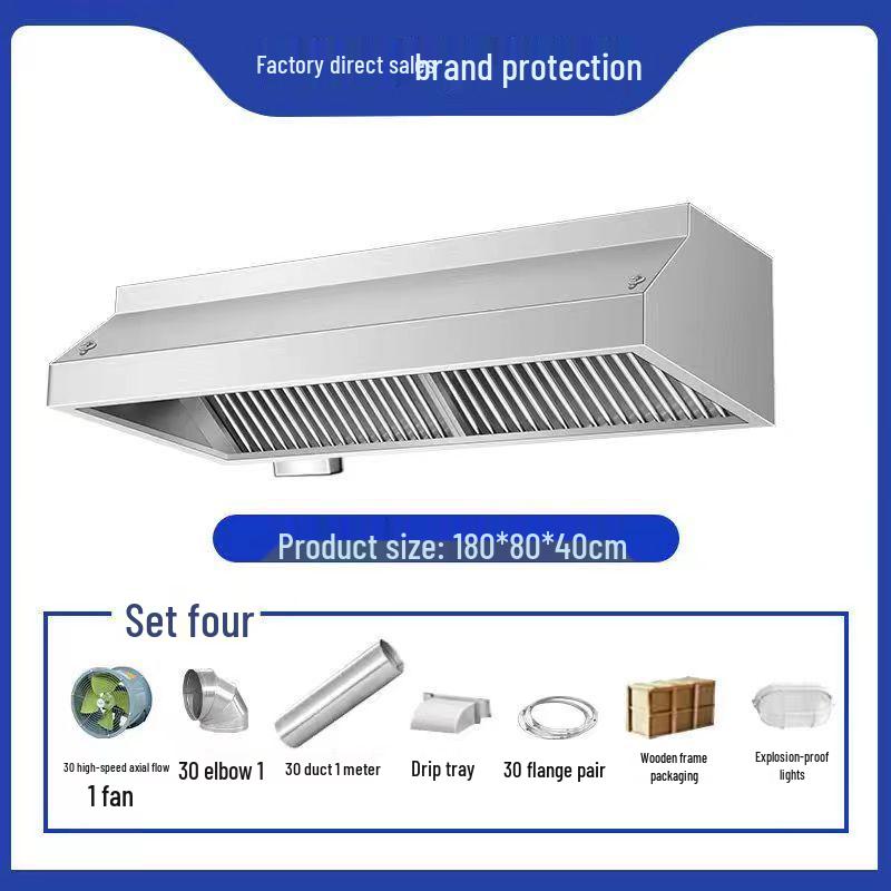 Commercial Stainless Steel Kitchen Range Hood Fan Smoke & Oil Extractor