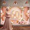 60. Meilenstein Kulisse Goldene Ballons Geburtstagsfeier Banner Happy 60 Birthday Banner Zartrosa Rosen Für Formelle Anlässe