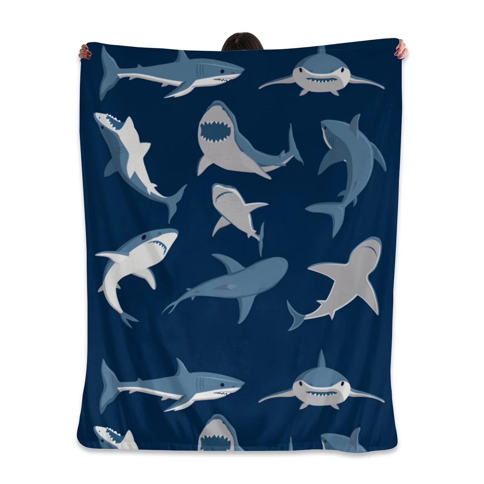 

Одеяло Shark, мягкое фланелевое одеяло для кровати, дивана, кресла, осени, зимы, кемпинга, гостиной, офиса, теплый зимний подарок от друзей 30x40in