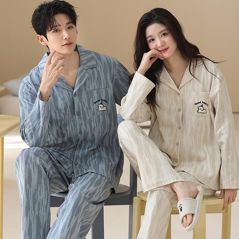 SEE KEAN Pure Cotton Couple s Cardigan Pajama Set