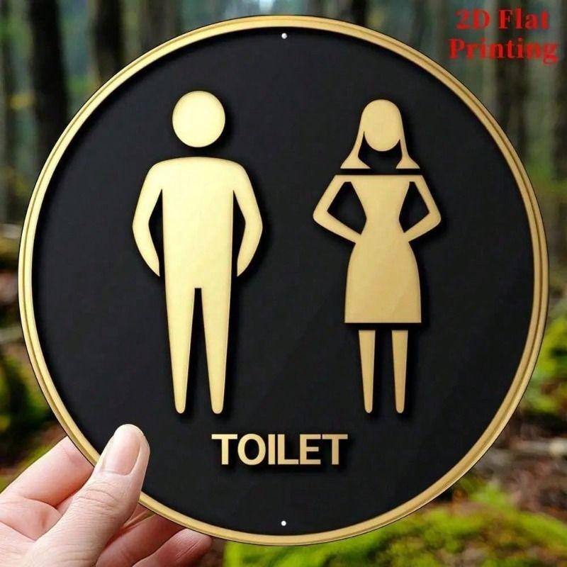 

Vintage Aluminum Toilet Sign, Metal Wall Art for Bathroom or Garage Gift